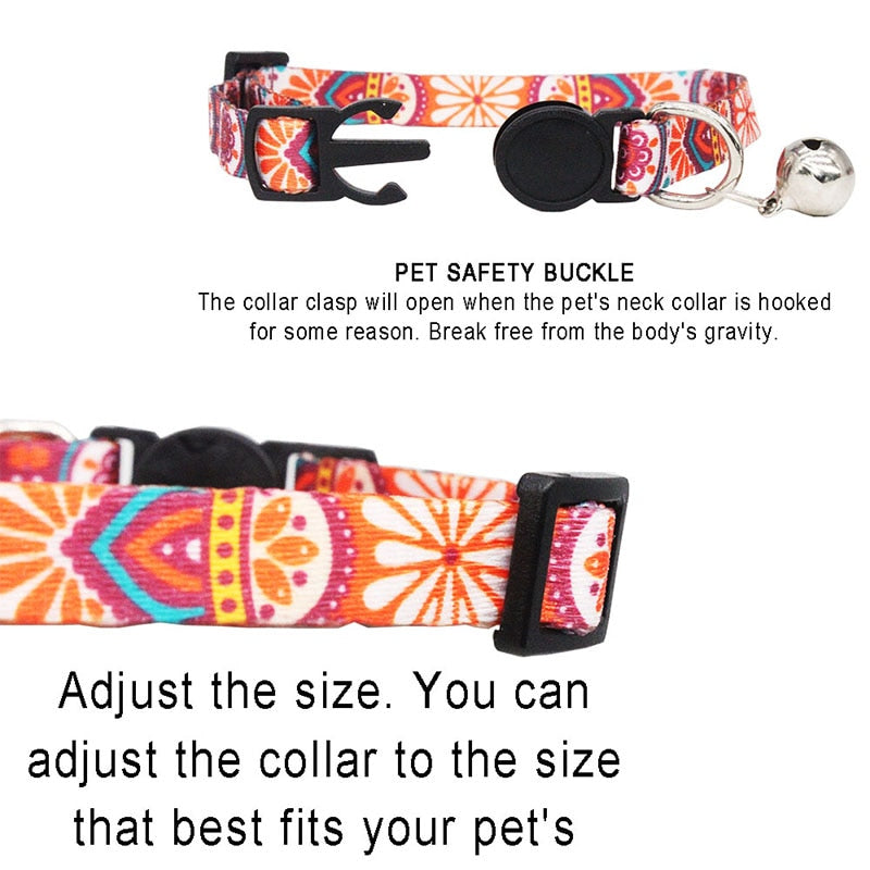Bohemia Personalized ID Pet Collar Free Engraving Custom Safety Breakaway Puppy Cat Adjustable Nylon Necklace Pet Supplies