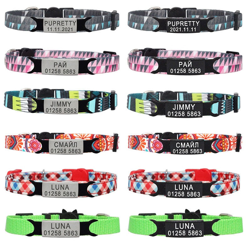 Bohemia Personalized ID Pet Collar Free Engraving Custom Safety Breakaway Puppy Cat Adjustable Nylon Necklace Pet Supplies