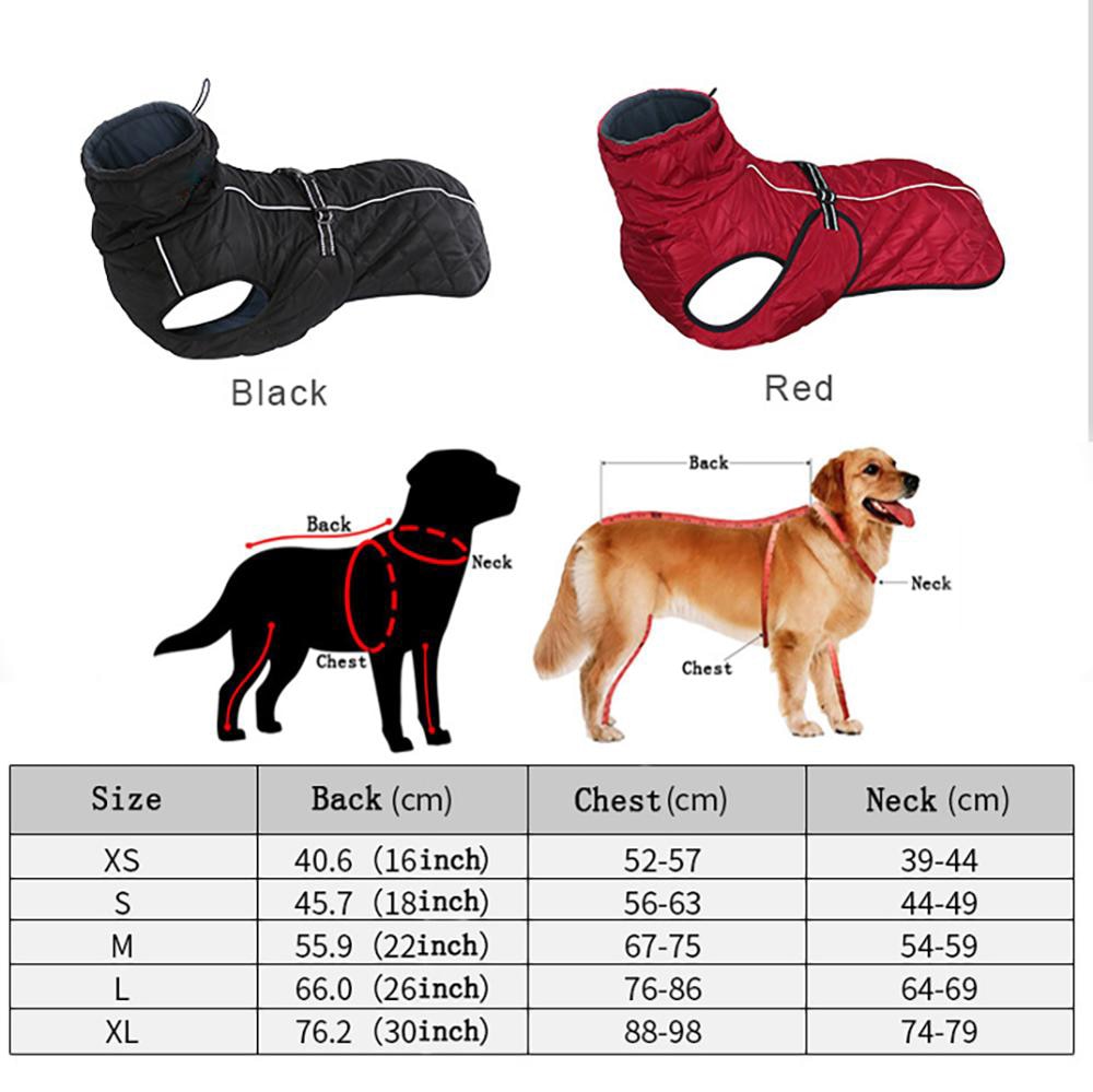 Dog Outdoor Jacket Waterproof Reflective Pet Coat Vest Winter Warm Cotton Dogs Clothing for Large Middle Dogs Labrador