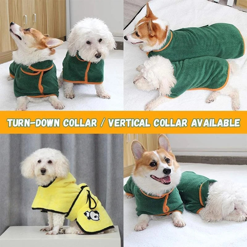 Pet Drying Coat Absorbent Bathrobe Towel Large Medium Small Dog Cat Super Fast Drying Moisture Bath Bags Robe Soft Adjustable