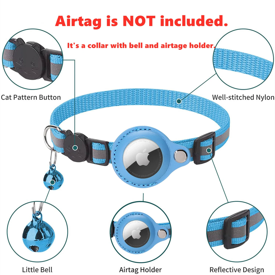 Pet GPS Tracker Airtag Case Collar for Cat with Protective Case Anti Lost Locator Tracker Dog Accessories Reflective Pet Collars