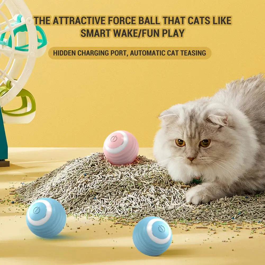 Stimulating Cat Toy Usb Rechargeable Cat Toy Ball with Colorful Light Engaging Bpa-free Power Ball Kitten Toy for Endless Fun