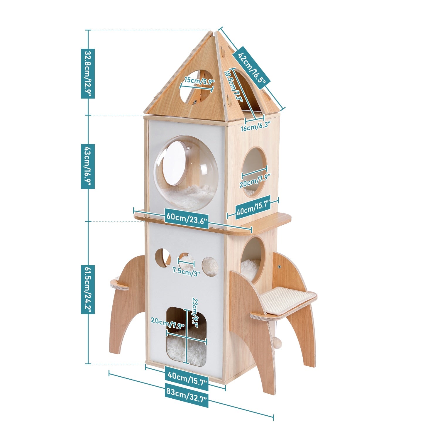 Modern Multilevel Cat Tree Scratching Sisal Posts Wooden Cat Towel Climbing Frame with Cozy Condos Luxury Nest