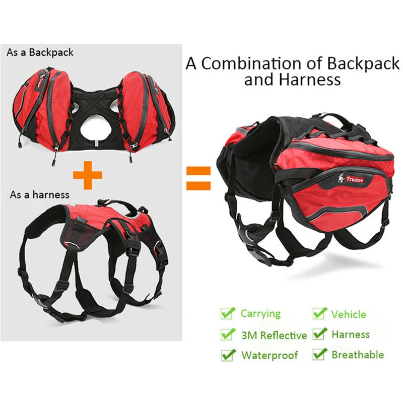 Truelove Pet Backpack Carrier Harness and Bag Space Waterproof Detachable Large Two Used for Outdoor Walking HikingTLB2051